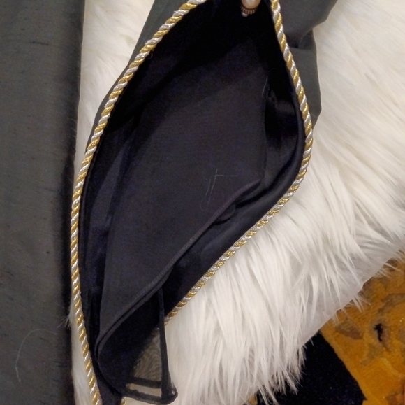 Vintage Couture Craig Signer Black Taffata Silk Gown with Gold Embellishments - Picture 10 of 12